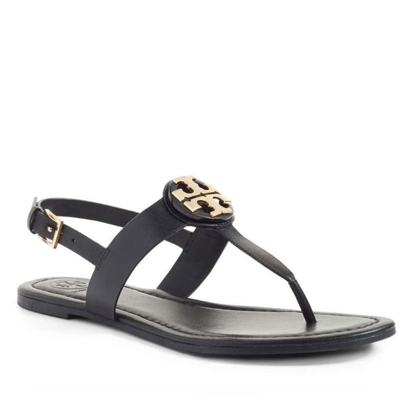 Tory Burch Shoes - Tory Burch Claire Leather Flat Thong Sandal Black